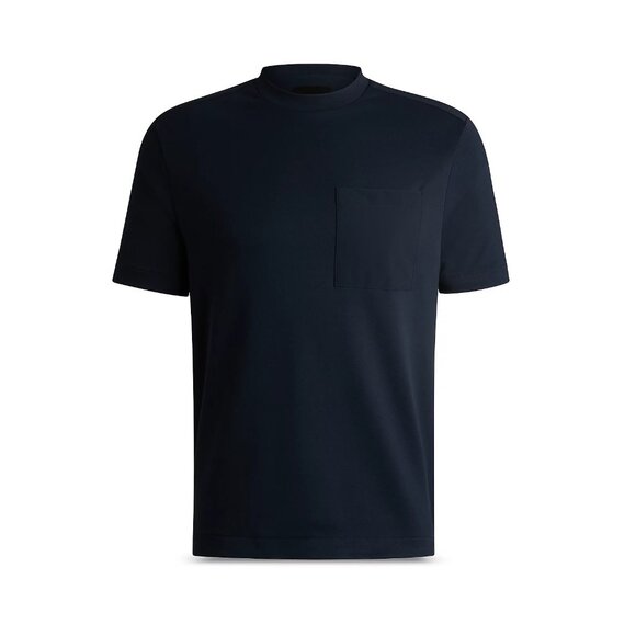 Hugo Boss Men's Short Sleeve BOSS Taut Tech Pocket Crew Tee Shirt Dark Blue - Picture 4 of 5